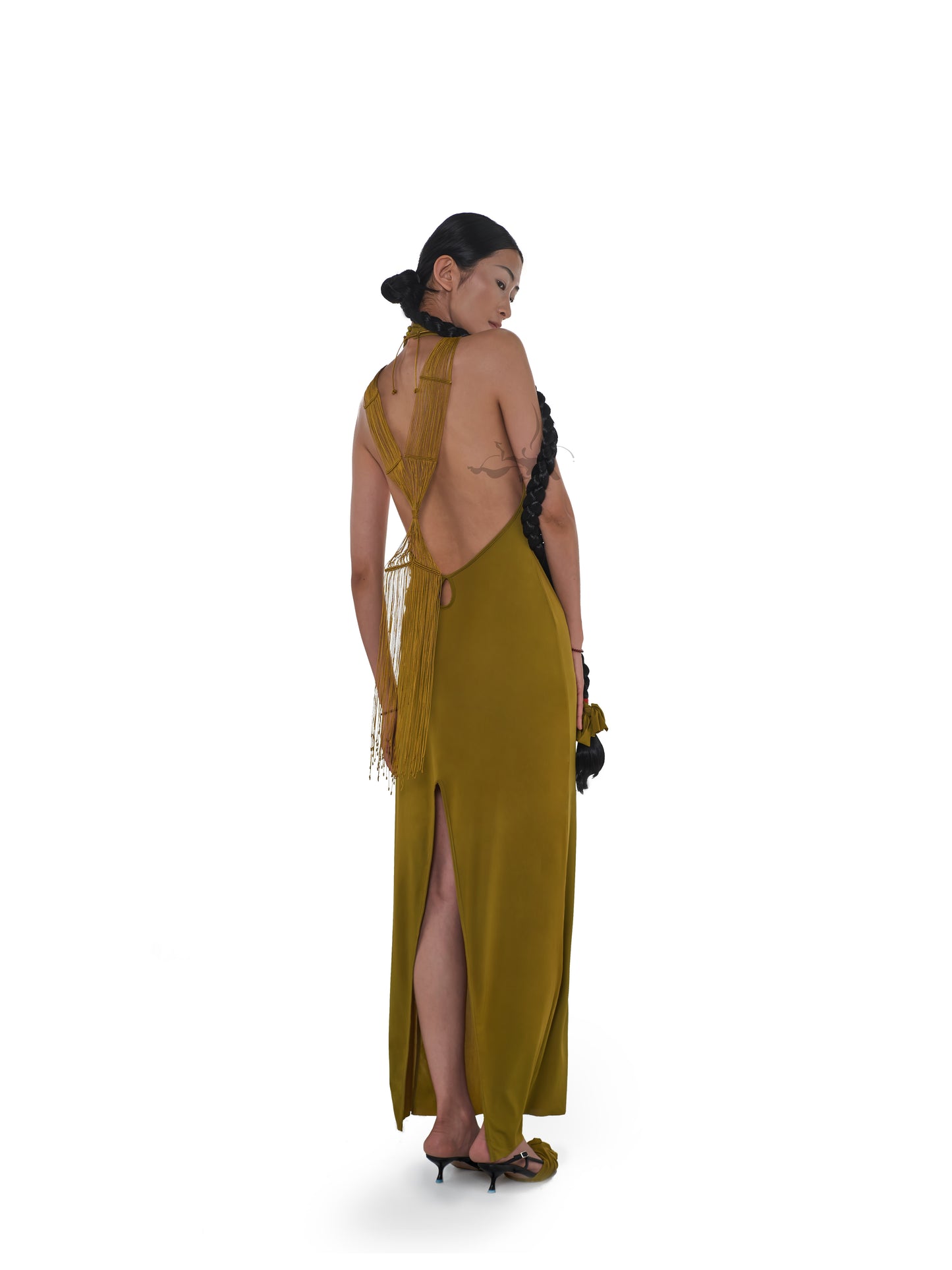 JIFF CONTOUR Golden Jade Collection Halter Neck Fringe Body Chain