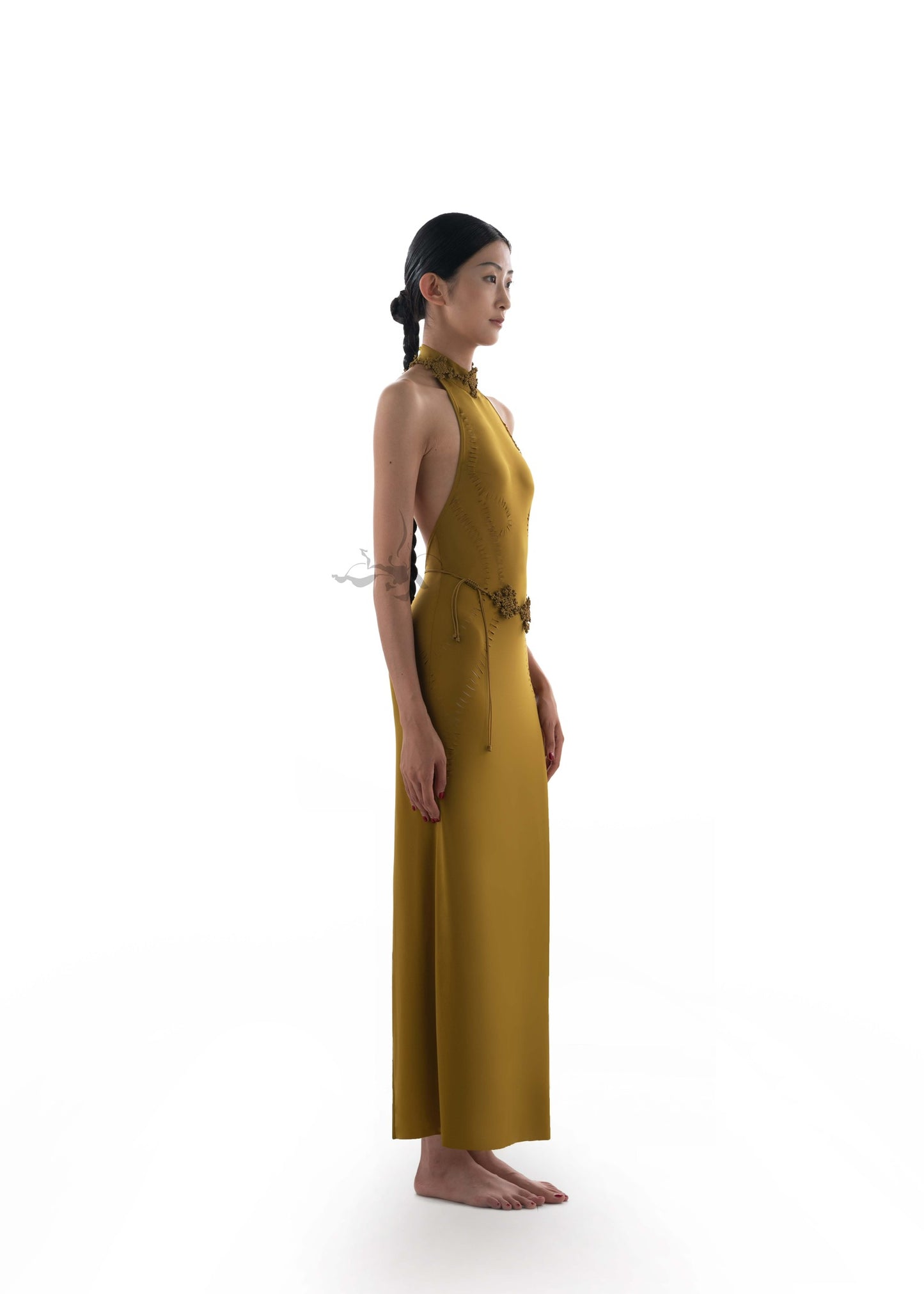 JIFF CONTOUR Golden Jade Collection Artisanal Cut-Out Details Open-Back Dress