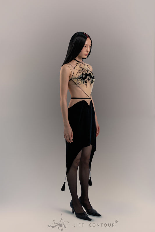 JIFF CONTOUR Black Orchid Collection Lace-up Bandeau Scarf