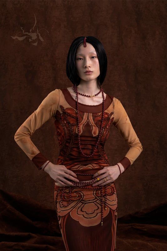 JIFF CONTOUR Religion Collection Artisan Women's Hand-Knitted Round Neck Long-sleeved Top