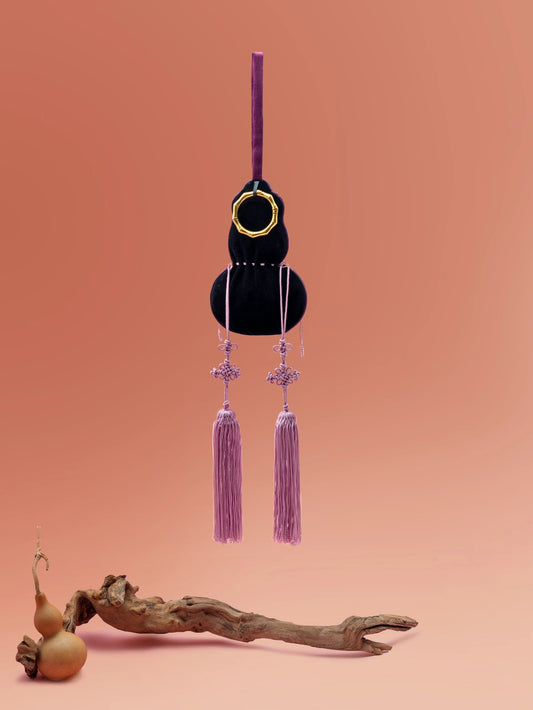 JIFF CONTOUR Golden Jade Collection Purple-Blaze Gourd Manchu Hand-Embroidered Tasseled Sachet