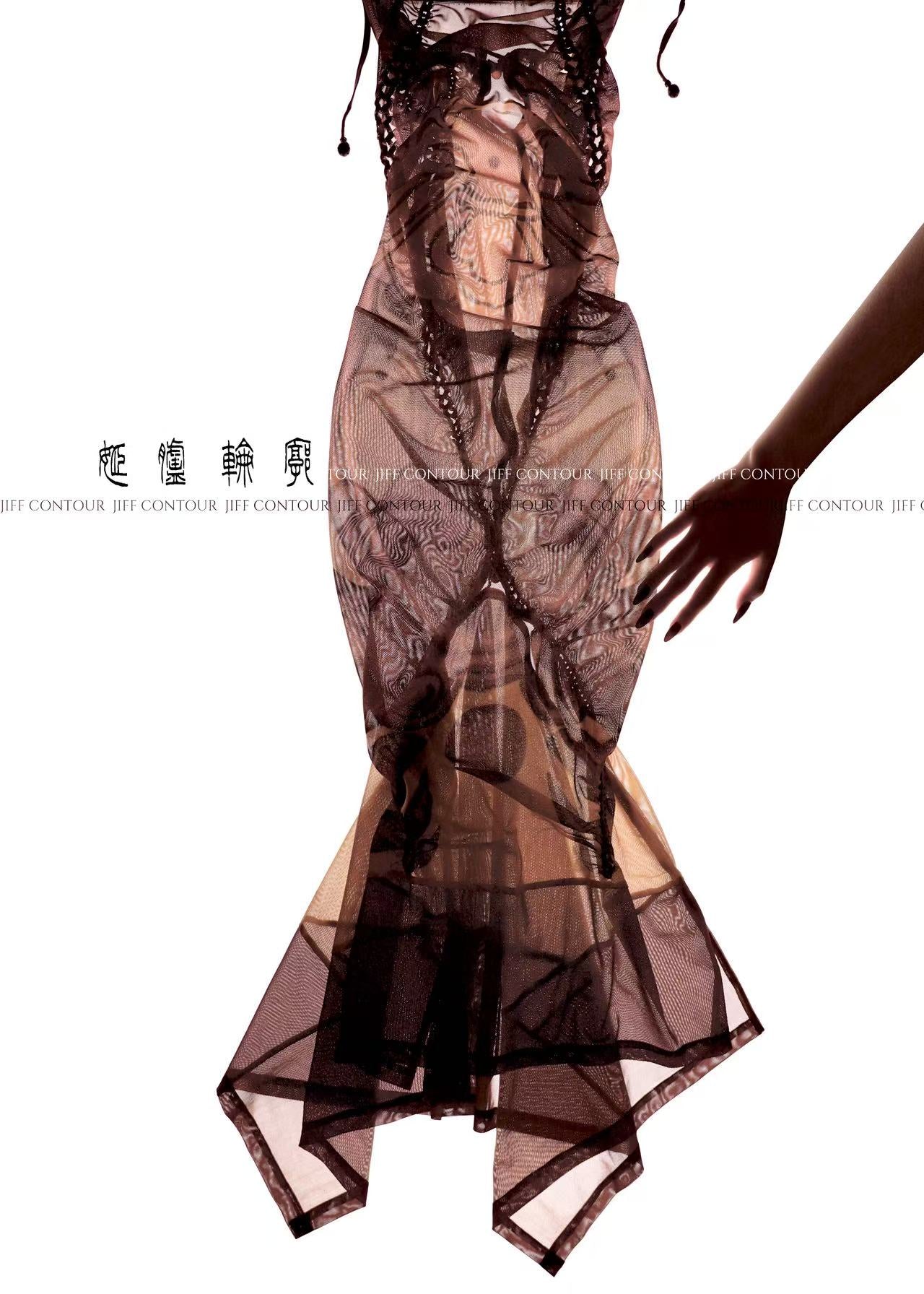 JIFF CONTOUR Religion Collection Women's Hand-Knitted Print Halter Dress