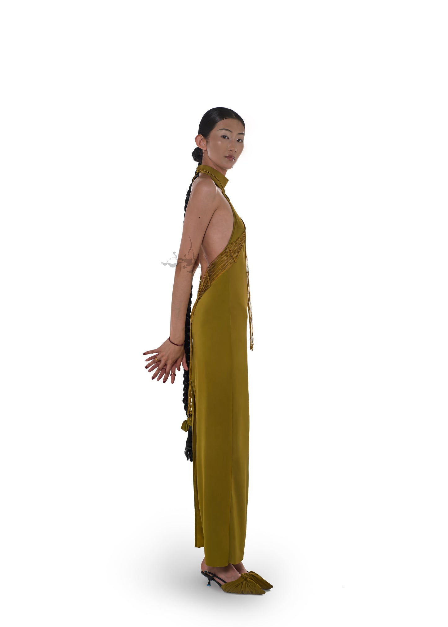 JIFF CONTOUR Golden Jade Collection Halter Neck Fringe Body Chain