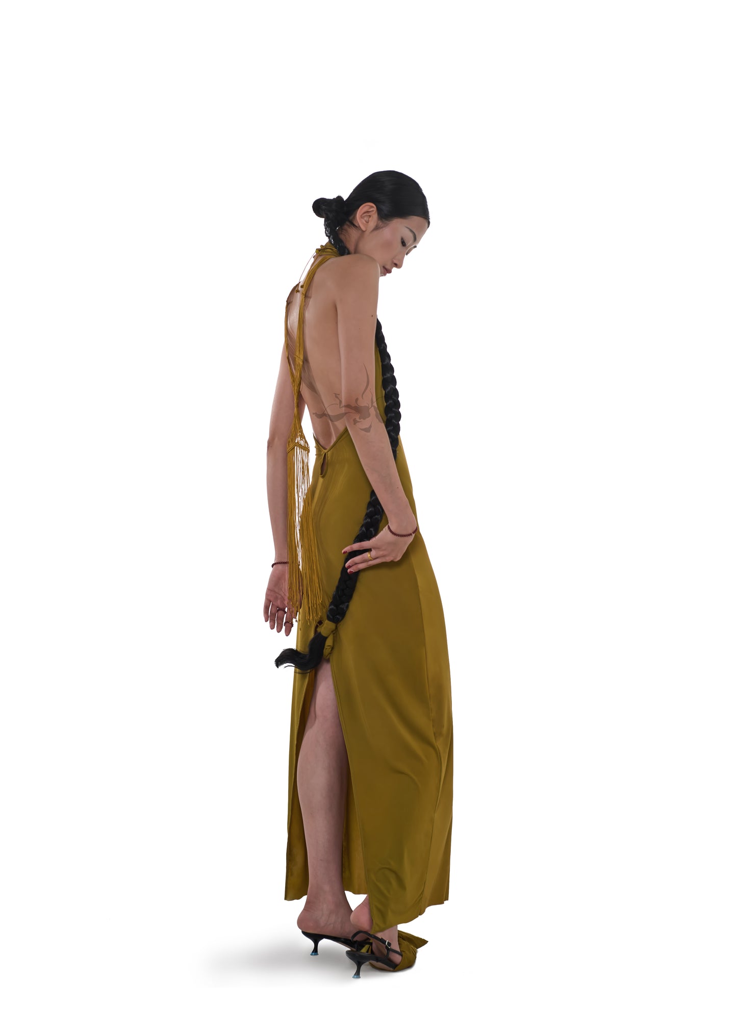 JIFF CONTOUR Golden Jade Collection Halter Neck Fringe Body Chain