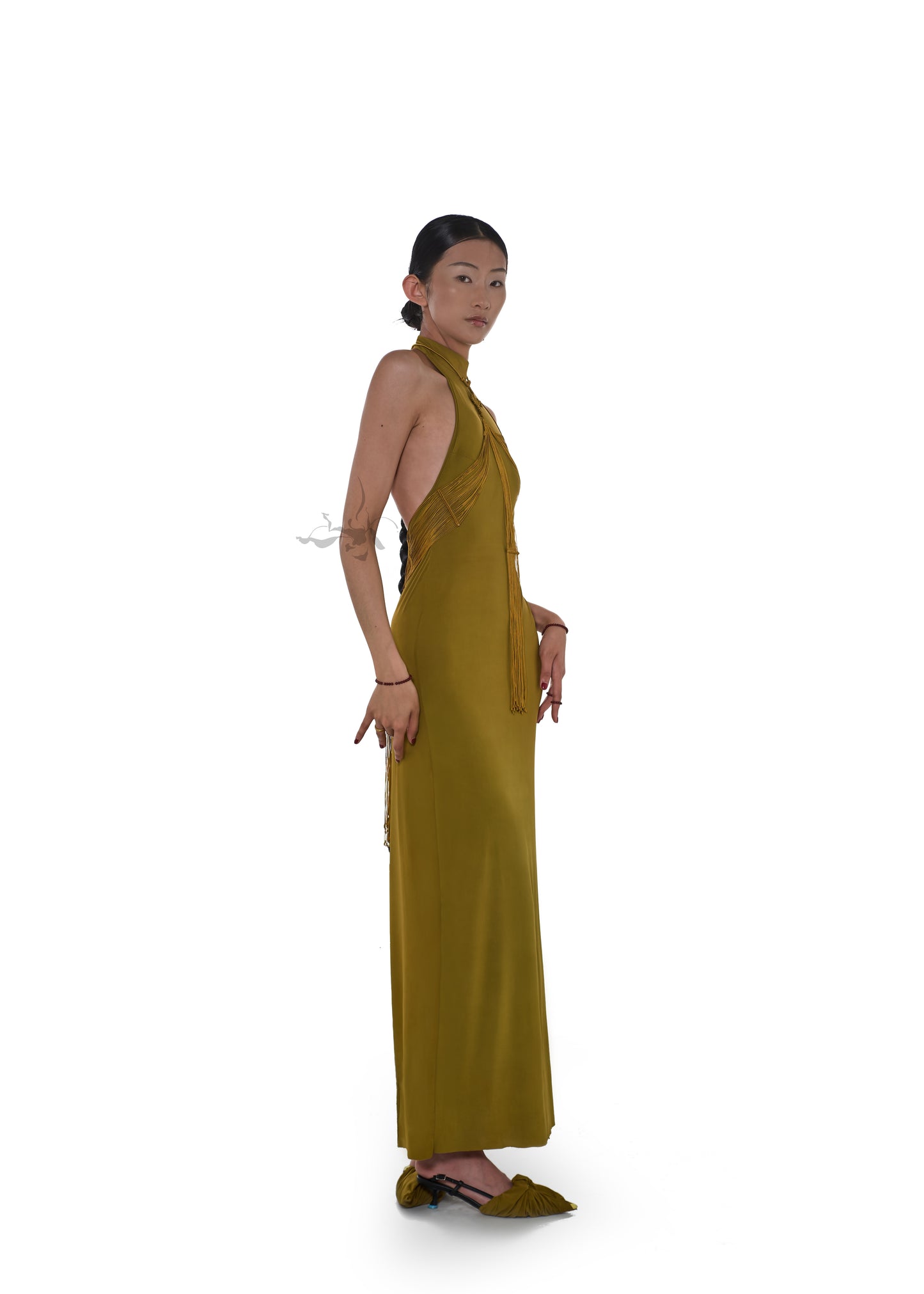JIFF CONTOUR Golden Jade Collection Halter Neck Fringe Body Chain