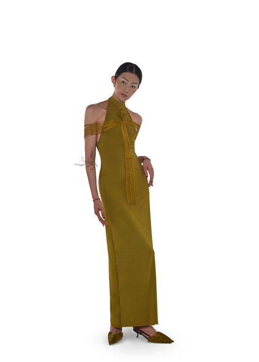 JIFF CONTOUR Golden Jade Collection Halter Neck Fringe Body Chain