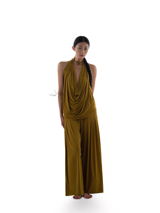 JIFF CONTOUR Golden Jade Collection Convertible tie-front draped top
