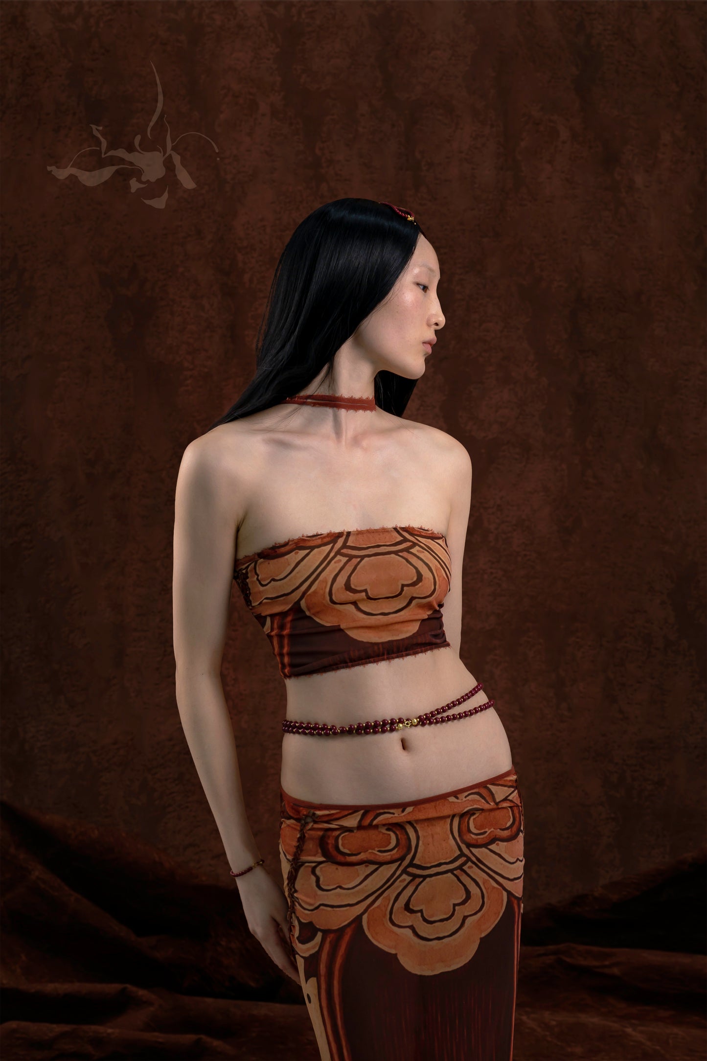 JIFF CONTOUR Religion Collection Artisan Women's Hand-Knitted Printed Fabric Tube Top