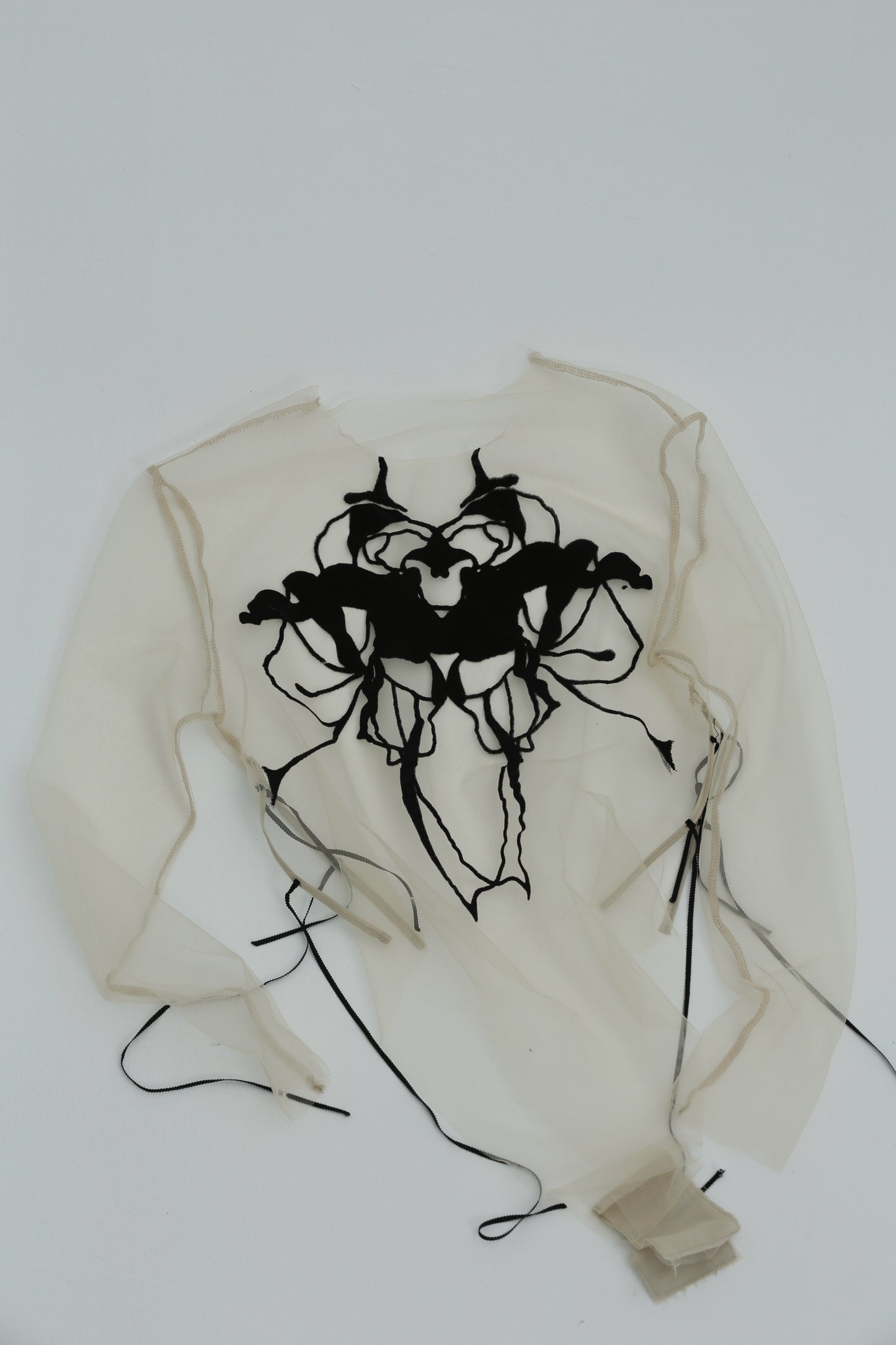JIFF CONTOUR Black Orchid Collection Women's Longs Sleeved Transparent Velvet Floral Bottoming Bodysuit