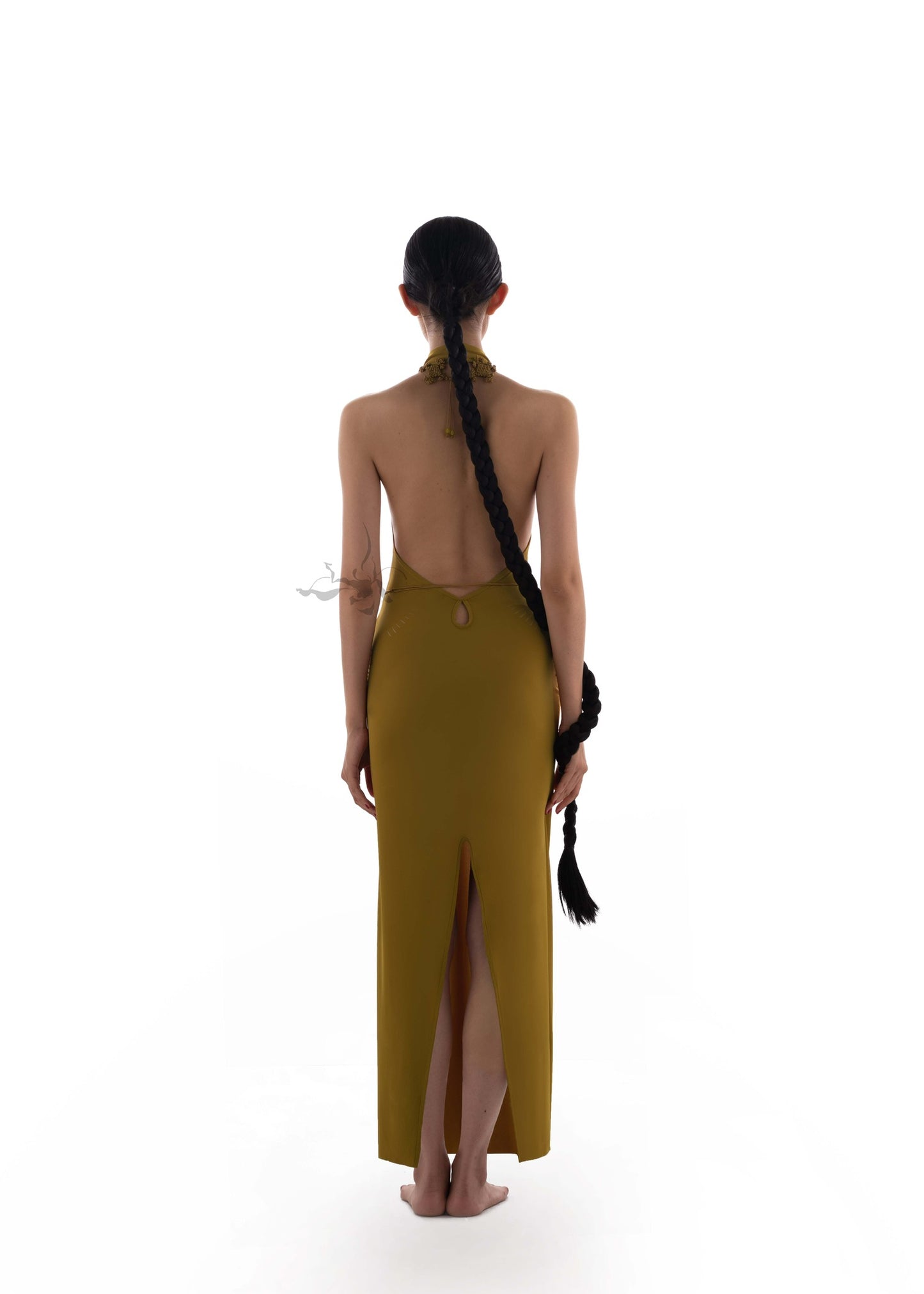 JIFF CONTOUR Golden Jade Collection  Artisanal Cut-Out Details Open-Back Dress